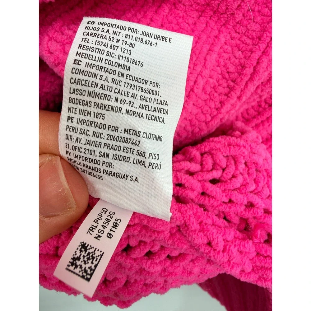 American Eagle Chenille Sweater Women XS Hot Pink Excellent Chunky Shaker Knit